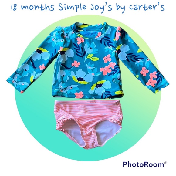 Carter's Other - 18 Months Simple Joy’s by Carter’s 2 piece Long Sleeved Floral Bathing Suit Set